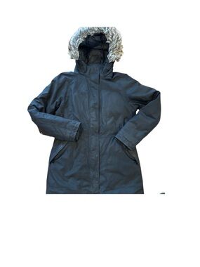 The North Face DryVent Down Parka Black Faux Fur Hood Winter Jacket Mens size L
